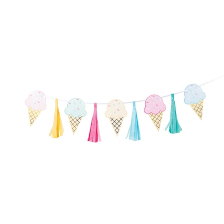 Creative Converting Ice Cream Party Tassel Banner, 56"x8", 6PK 346416